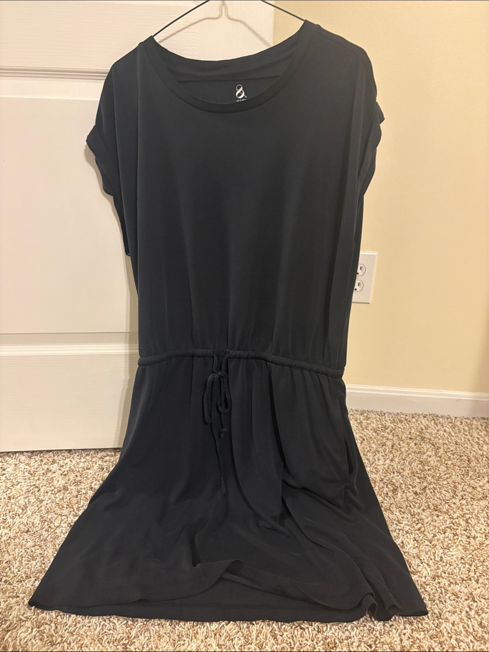 Lou & Grey Black Drawstring Mini Dress